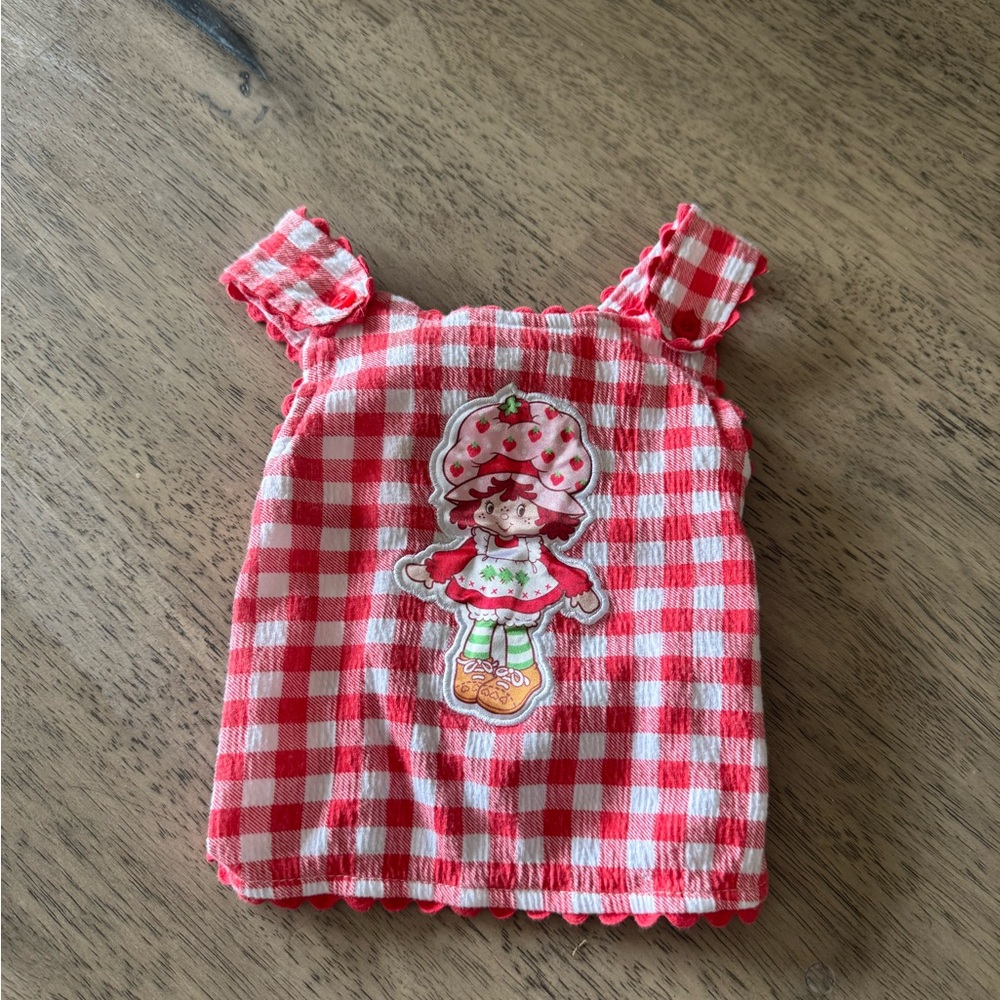 Red and White Gingham Toddler Tank with Strawberry Patch Applique